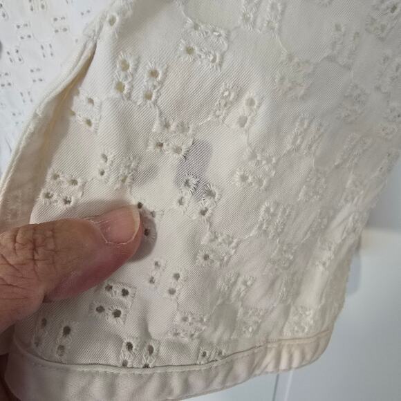 Talbots White Eyelet Blazer Stretch Lightweight Workwear Size 12P - Picture 6 of 9